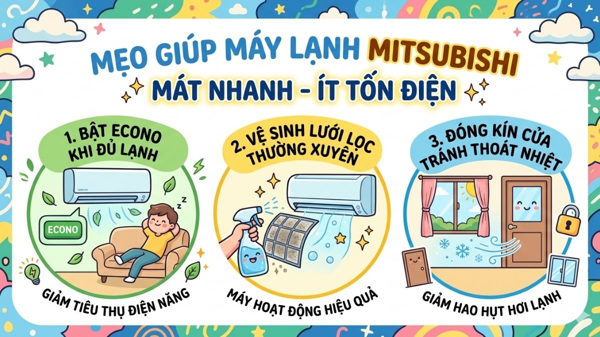 Mẹo giúp máy lạnh Mitsubishi mát nhanh nhưng ít tốn điện