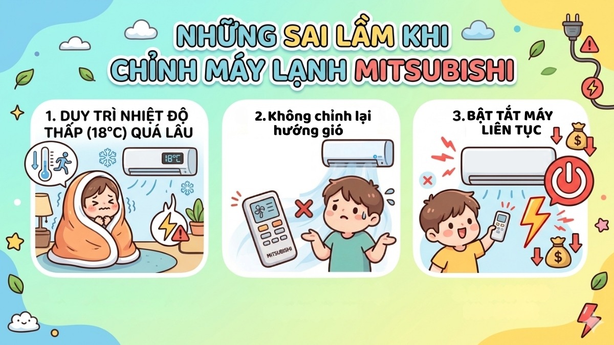 Những sai lầm khi chỉnh máy lạnh Mitsubishi