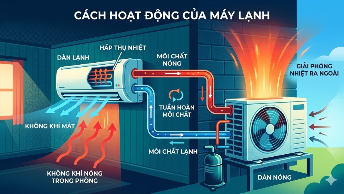 cách chỉnh máy lạnh, cách hoạt động của máy lạnh