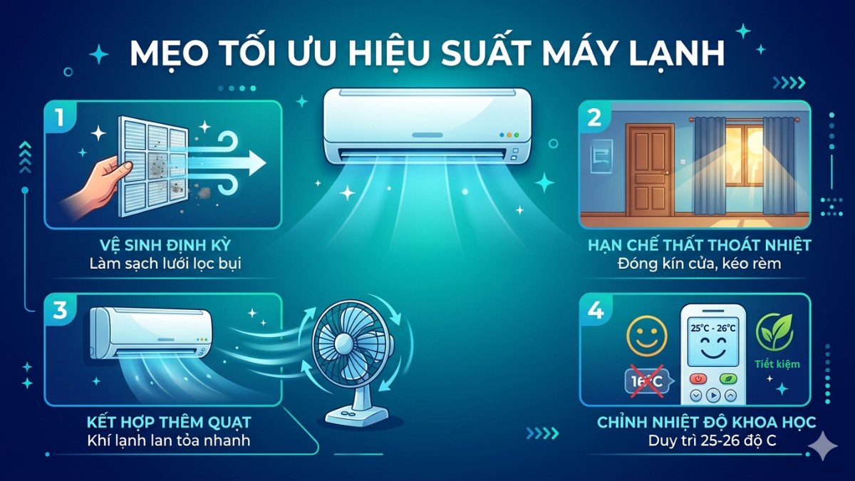 Mẹo giúp tối ưu hiệu suất máy lạnh
