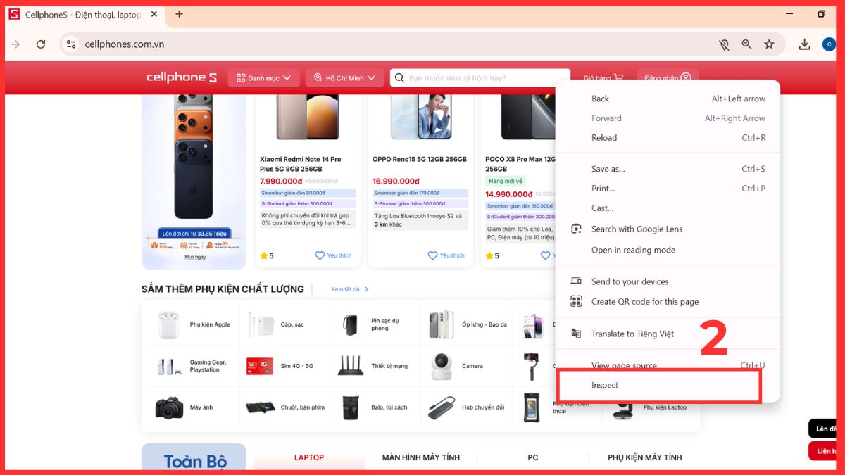cách chụp ảnh màn hình kéo dài trên máy tính bằng developer tools bước 2