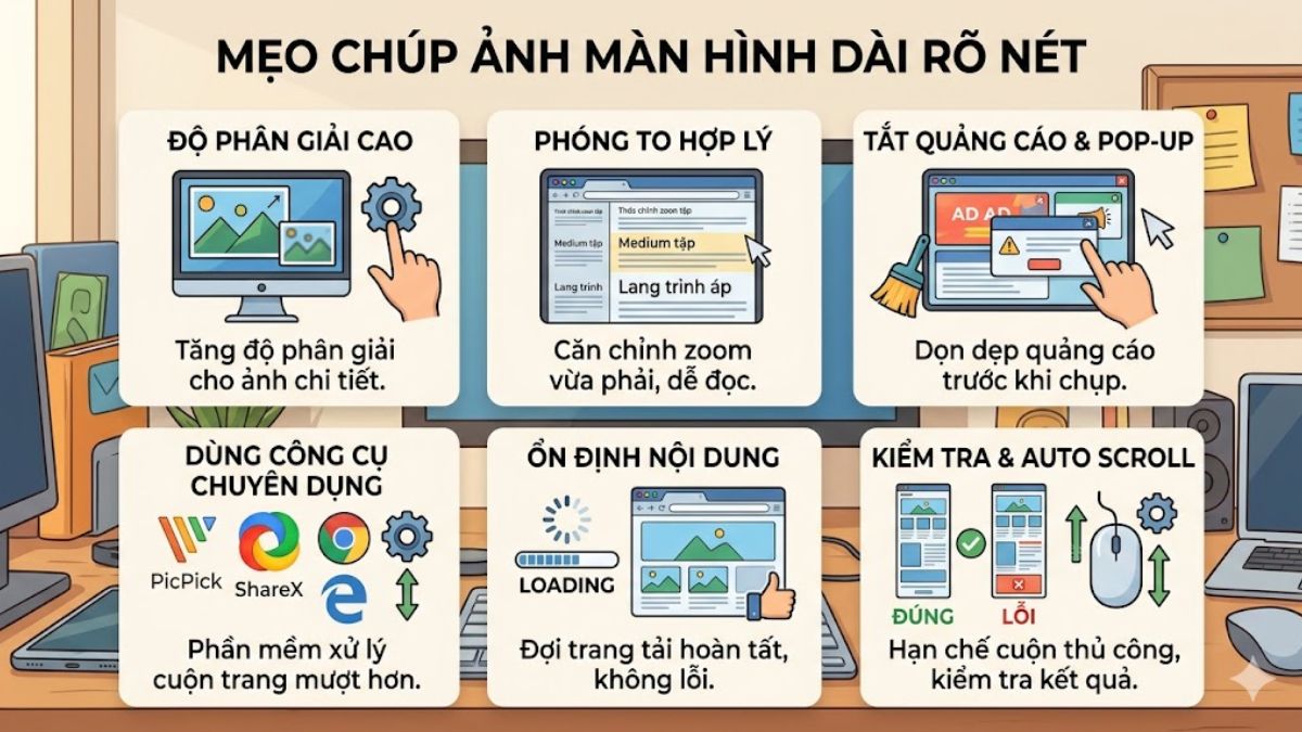 Mẹo giúp chụp ảnh màn hình kéo dài rõ nét hơn
