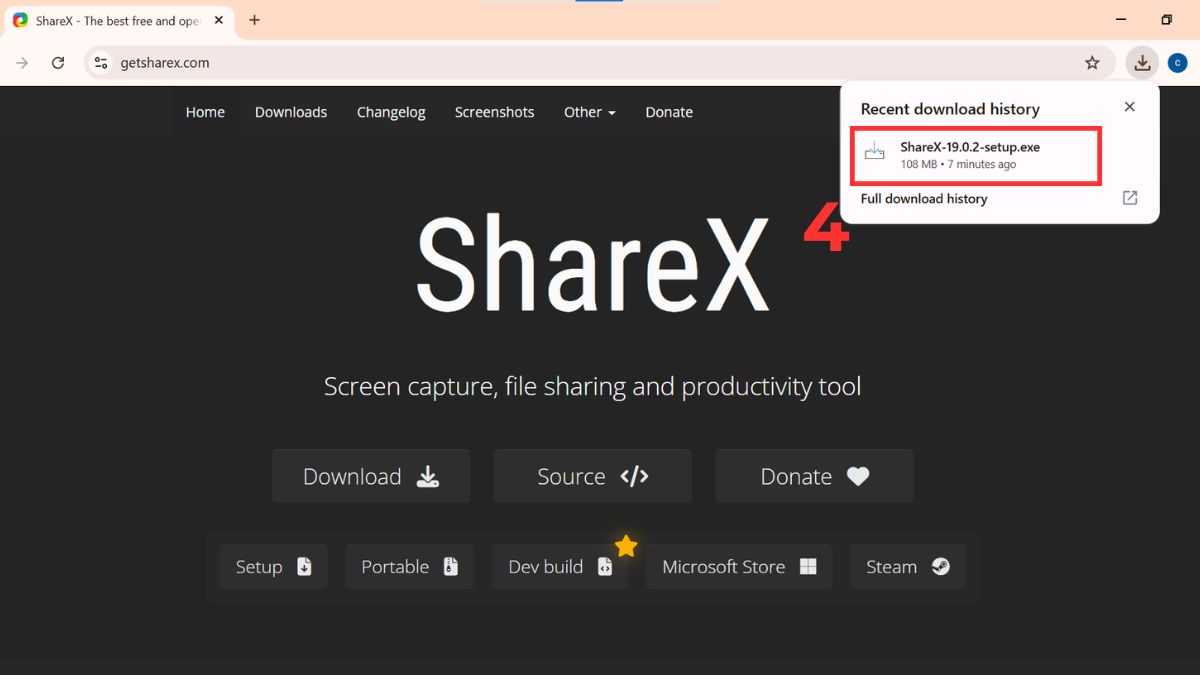 cách chụp ảnh màn hình kéo dài trên máy tính bằng ShareX bước 2