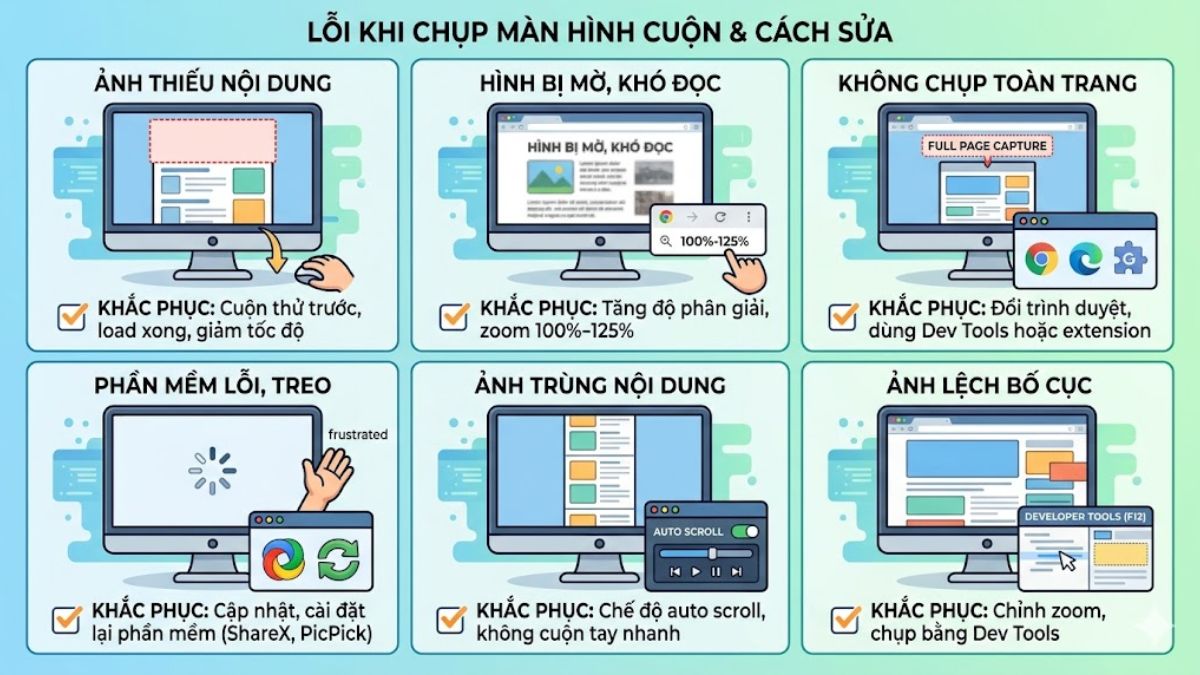 Những lỗi thường gặp khi chụp màn hình cuộn trang