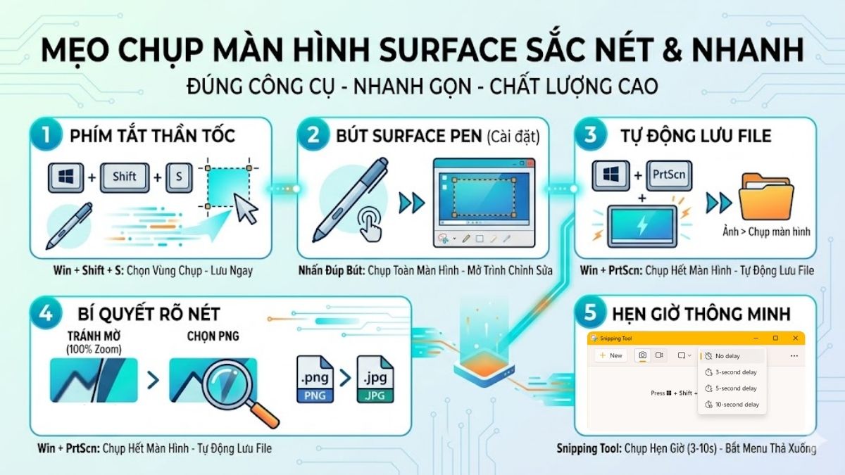 Mẹo chụp màn hình Surface rõ nét và nhanh hơn
