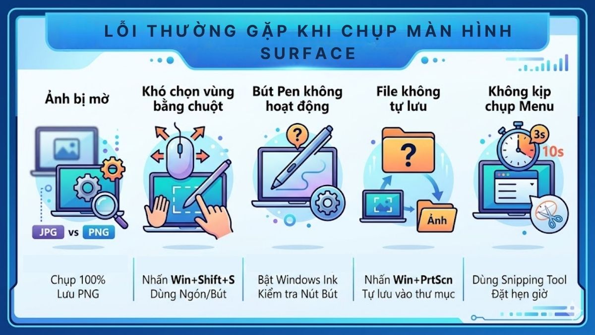 Lỗi thường gặp khi chụp màn hình Surface