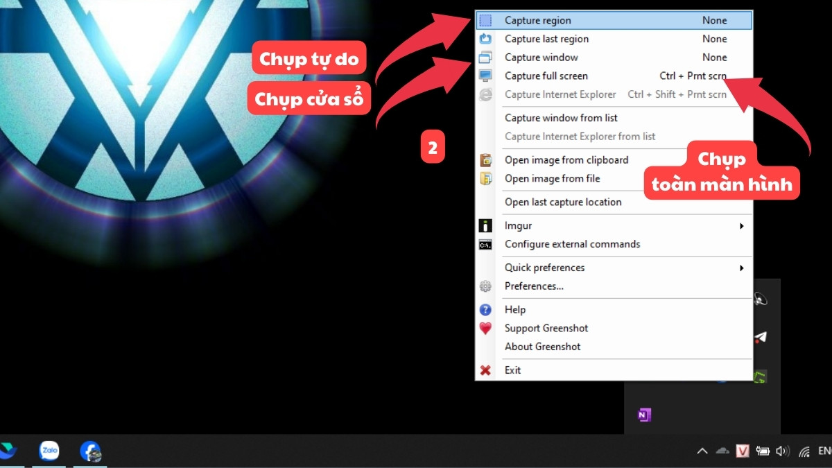 chụp một cửa sổ trên laptop MSI bằng greenshot bước 2