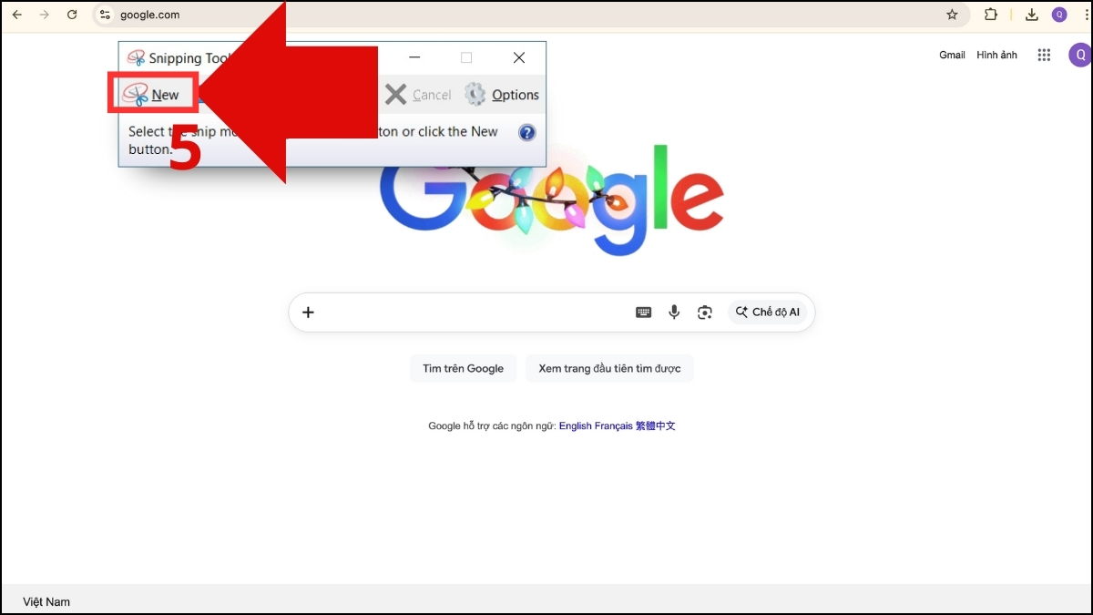 Cách chụp 1 cửa sổ trên máy tính Acer bằng snipping tool bước 3
