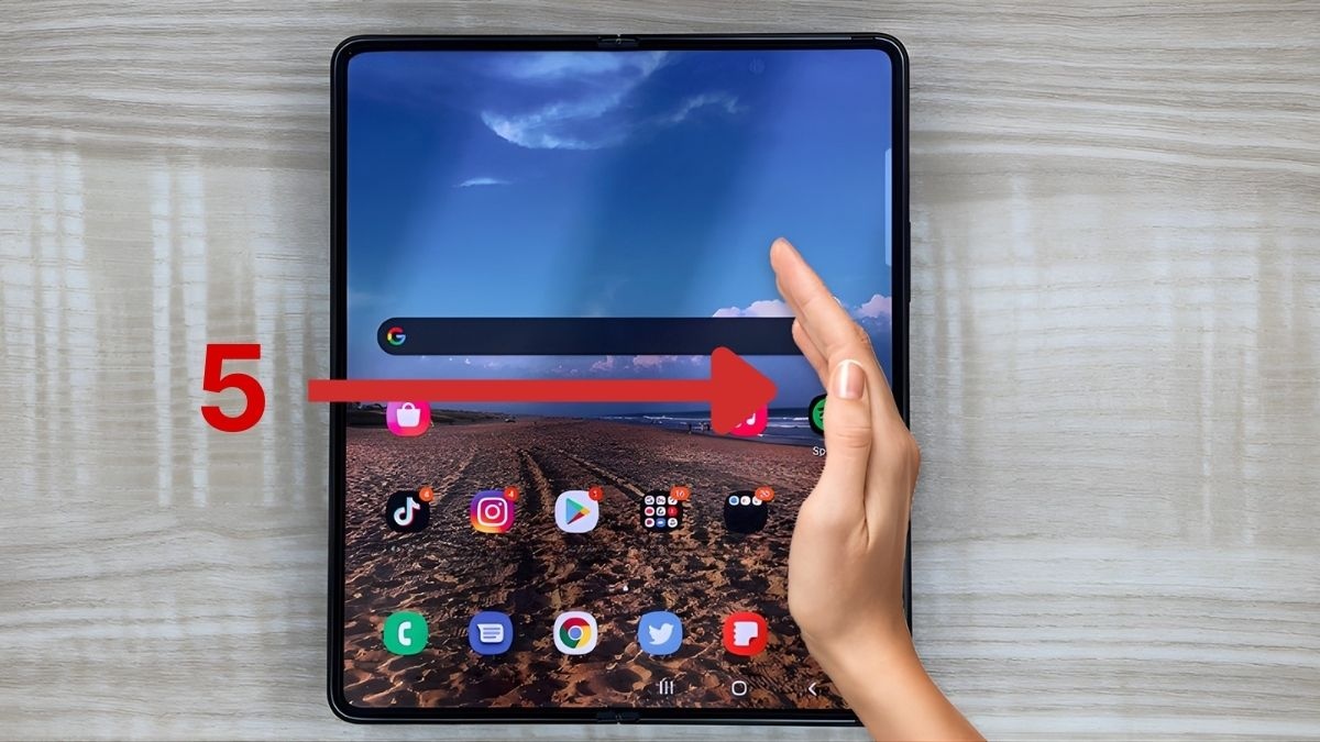 cách chụp màn hình máy tính bảng Samsung bằng tính năng vuốt lòng bàn tay bước 3