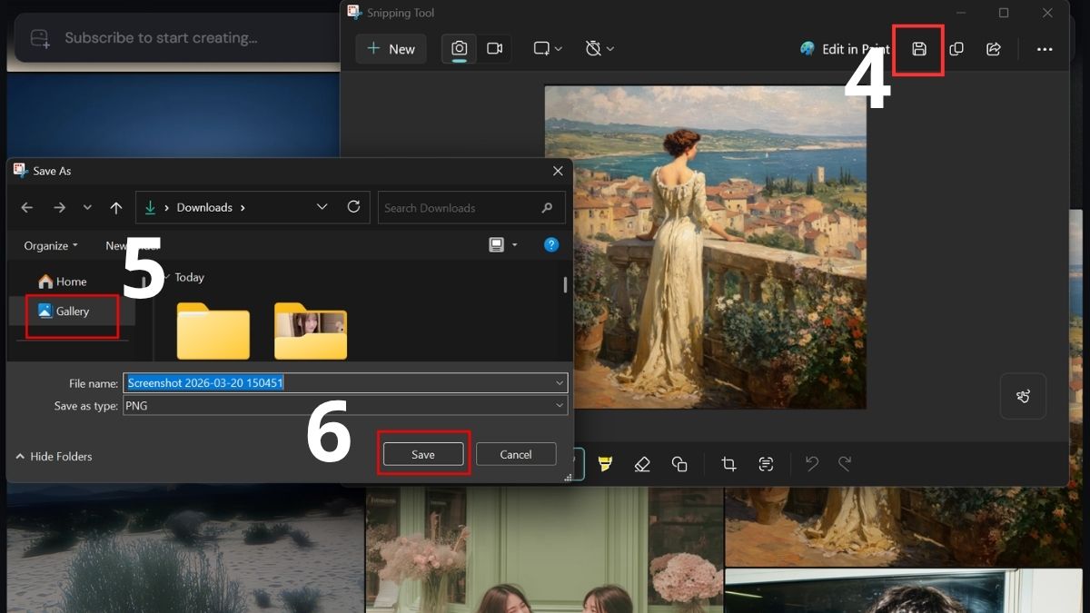 cách chụp màn hình máy tính fujitsu bằng snipping tool bước 4