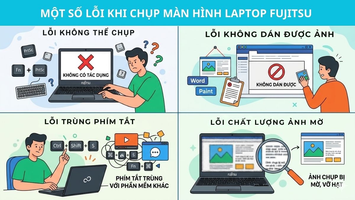 Một số lỗi khi chụp màn hình laptop Fujitsu