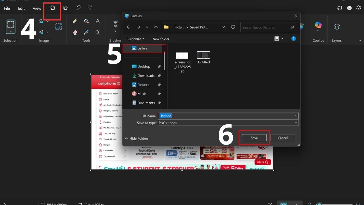 cách chụp màn hình máy tính fujitsu bằng print screen bước 4