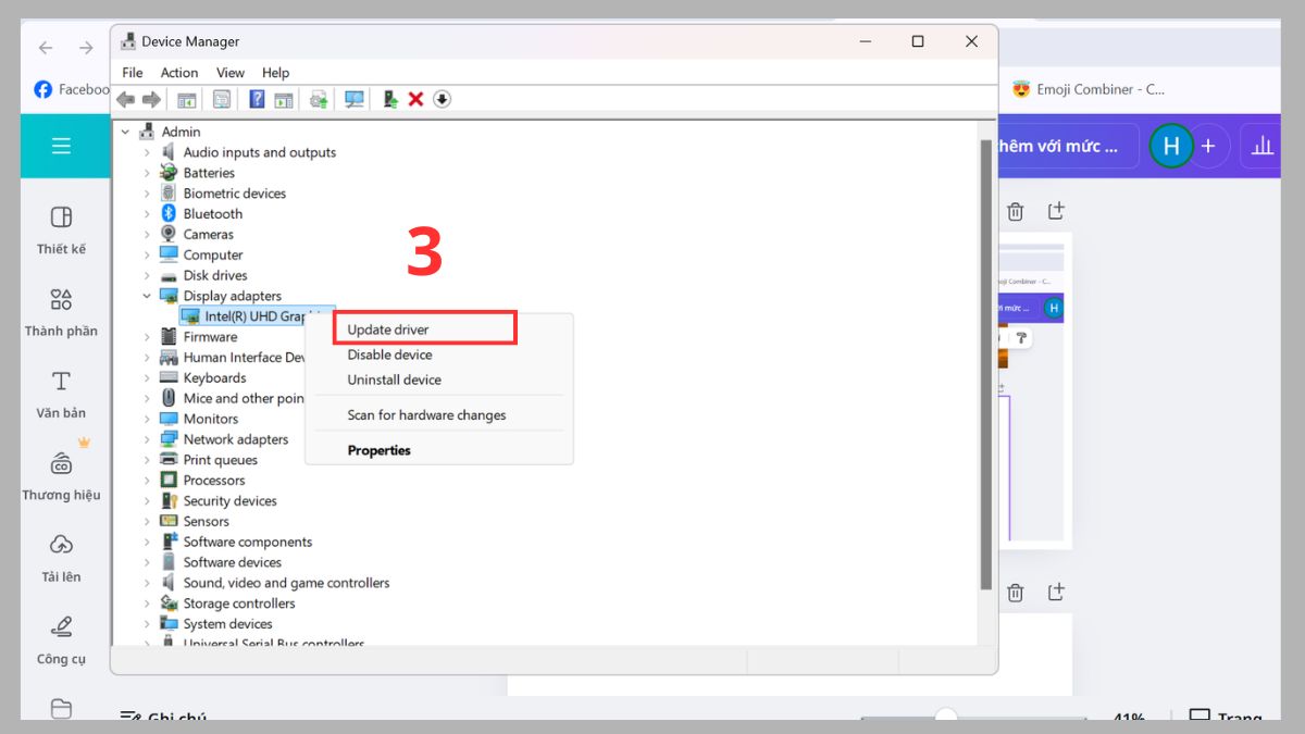 Cách chụp màn hình máy tính không bị sọc bằng cập nhật driver bước 3