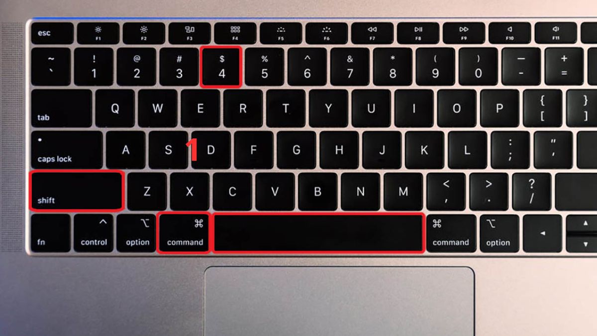 Sử dụng Command + Shift + 4 + Spacebar bước 1