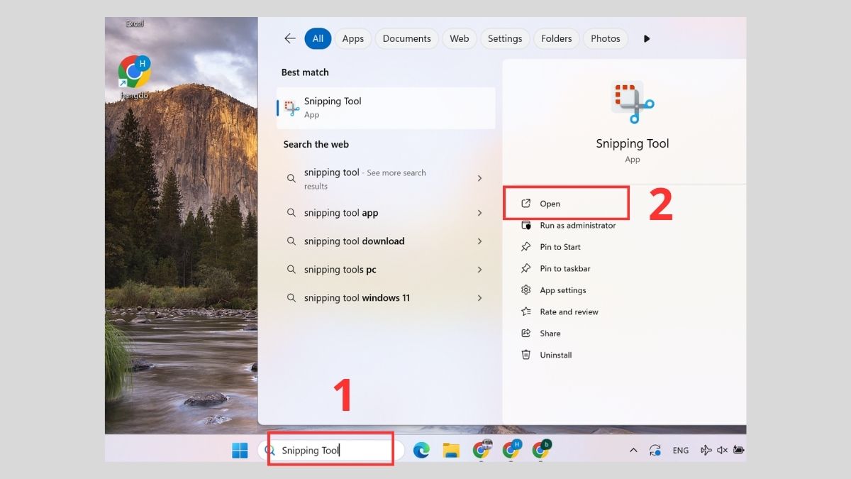 cách chụp màn hình máy tính theo vùng bằng snipping tool bước 1