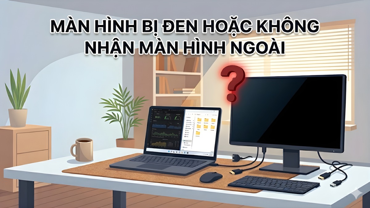 Màn hình bị đen hoặc không nhận màn hình ngoài