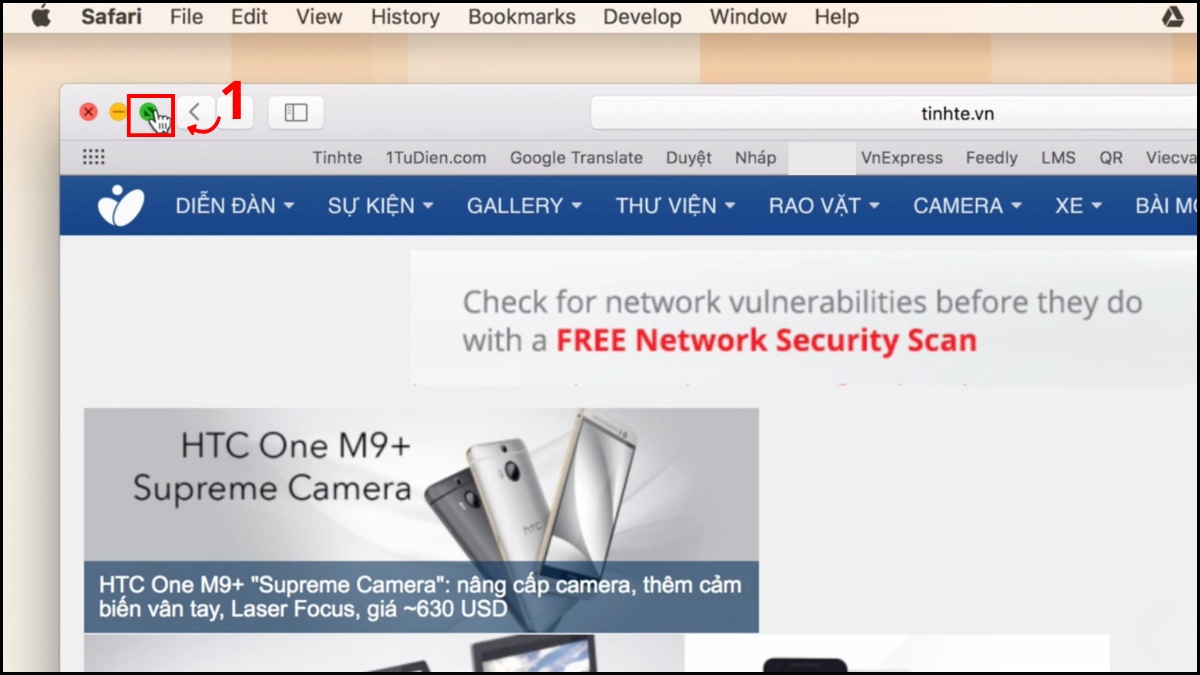 cách chia đôi màn hình máy tính Mac bằng chế độ Split View hệ cũ bước 1