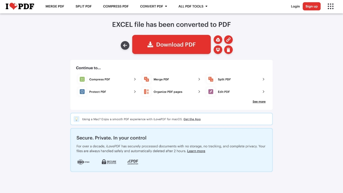 Cách chuyển file Excel sang PDF không bị cắt bằng ilovepdf - bước 3