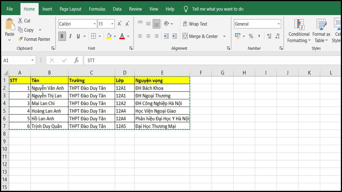 Cách copy bảng Excel sang Powerpoint chuẩn slide bước 1