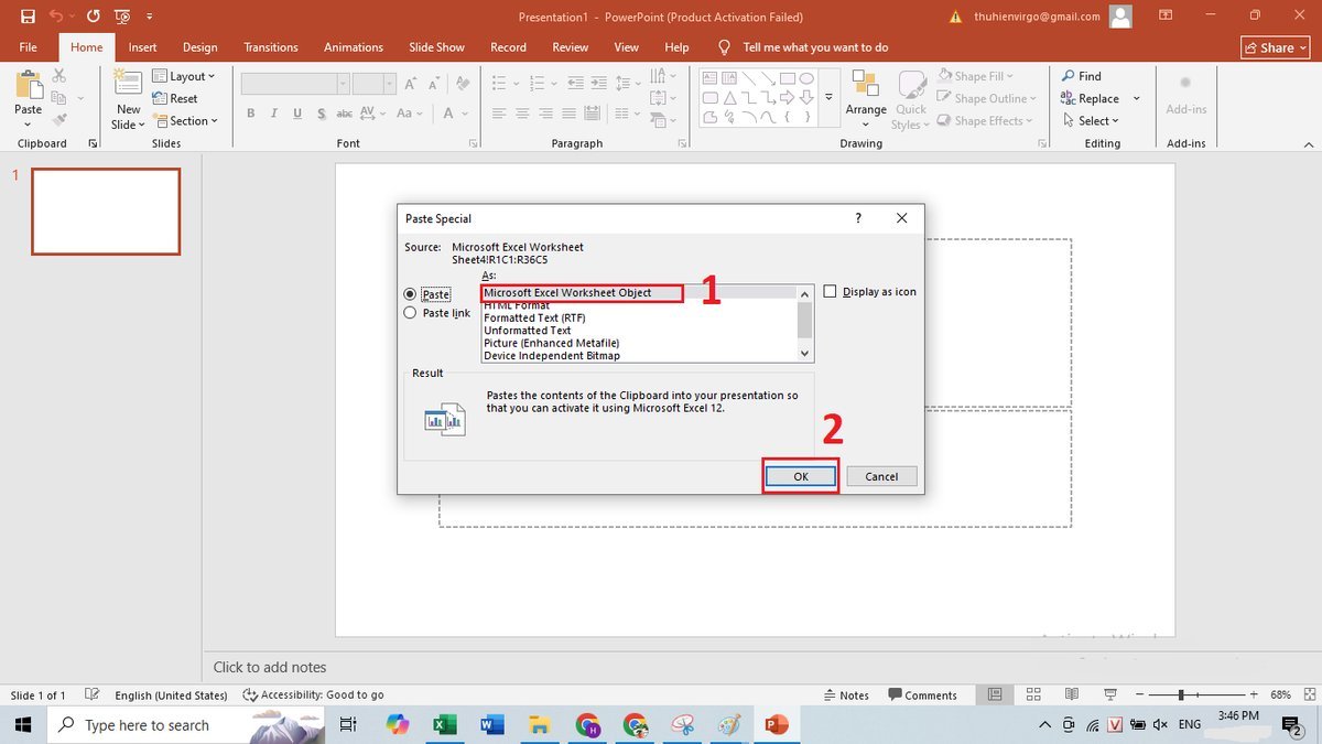 Cách copy bảng Excel sang Powerpoint chuẩn slide bước 3