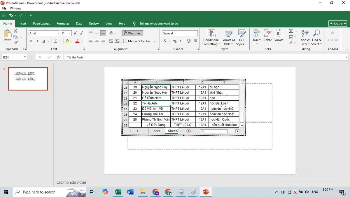 Cách copy bảng Excel sang Powerpoint chuẩn slide bước 4