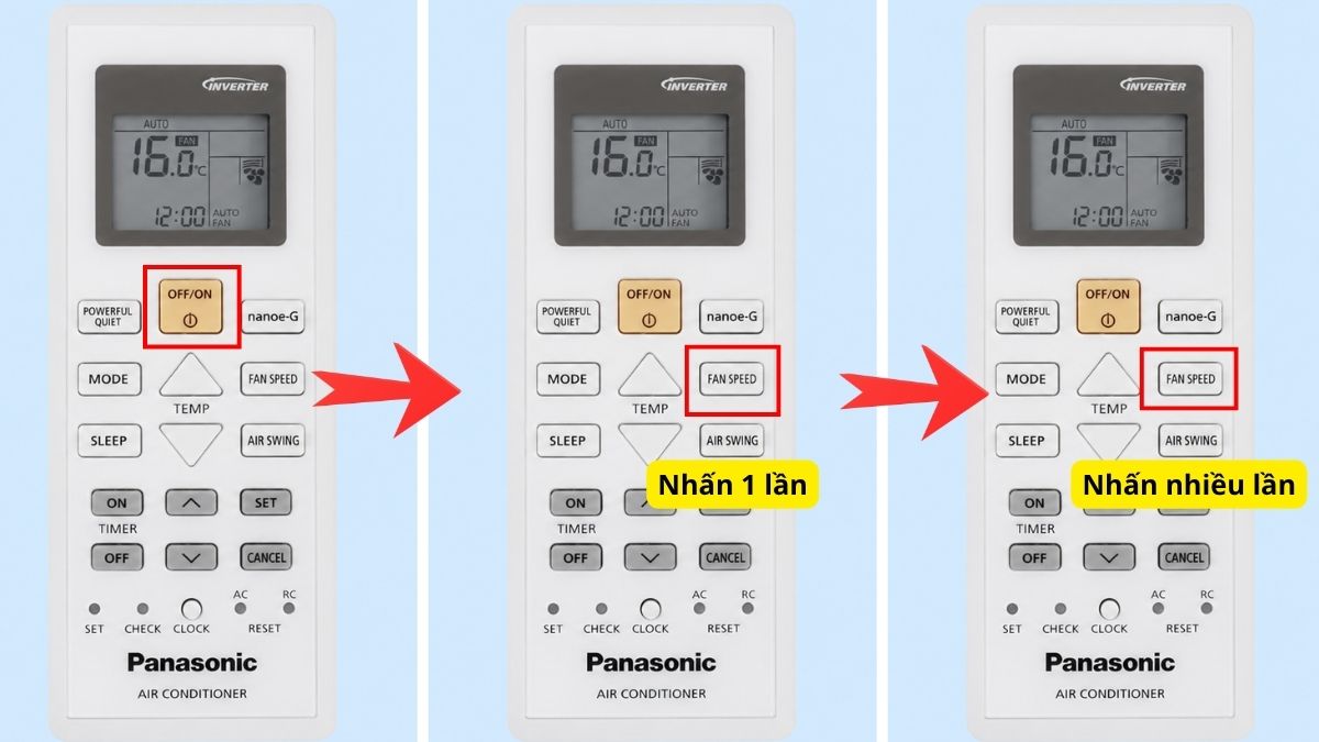 Cách dùng điều khiển điều hòa Panasonic model mới để chỉnh tốc độ quạt