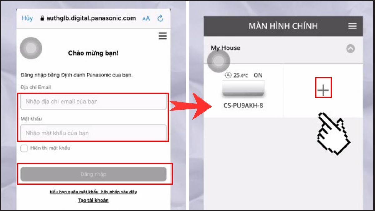 Cách dùng điều khiển điều hòa Panasonic trên điện thoại bước 1