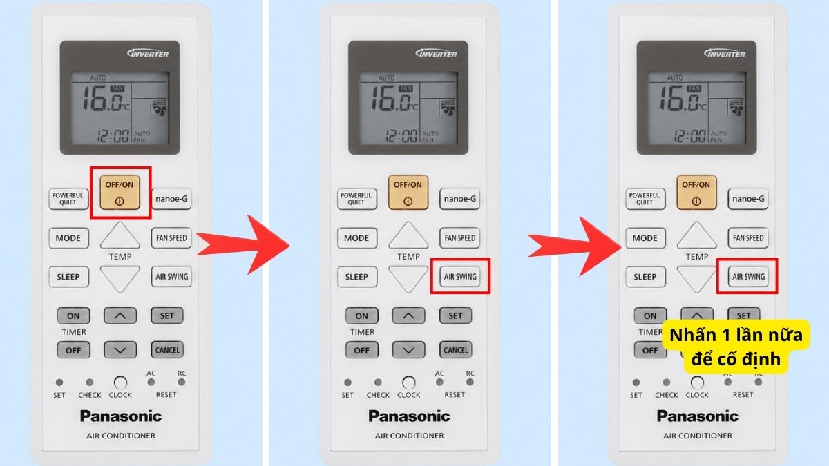 Cách dùng điều khiển điều hòa Panasonic model mới để điều chỉnh hướng gió