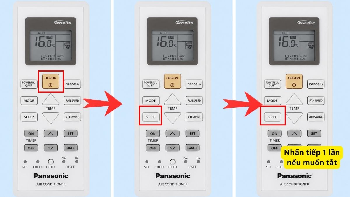 Cách dùng điều khiển điều hòa Panasonic model mới để kích hoạt chế độ ngủ dễ chịu