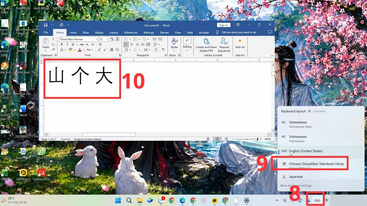 Cách gõ thanh điệu tiếng Trung bằng tiếng Trung mặc định bước 5