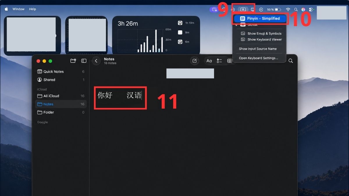 Sử dụng bàn phím Pinyin mặc định của macOS bước 3