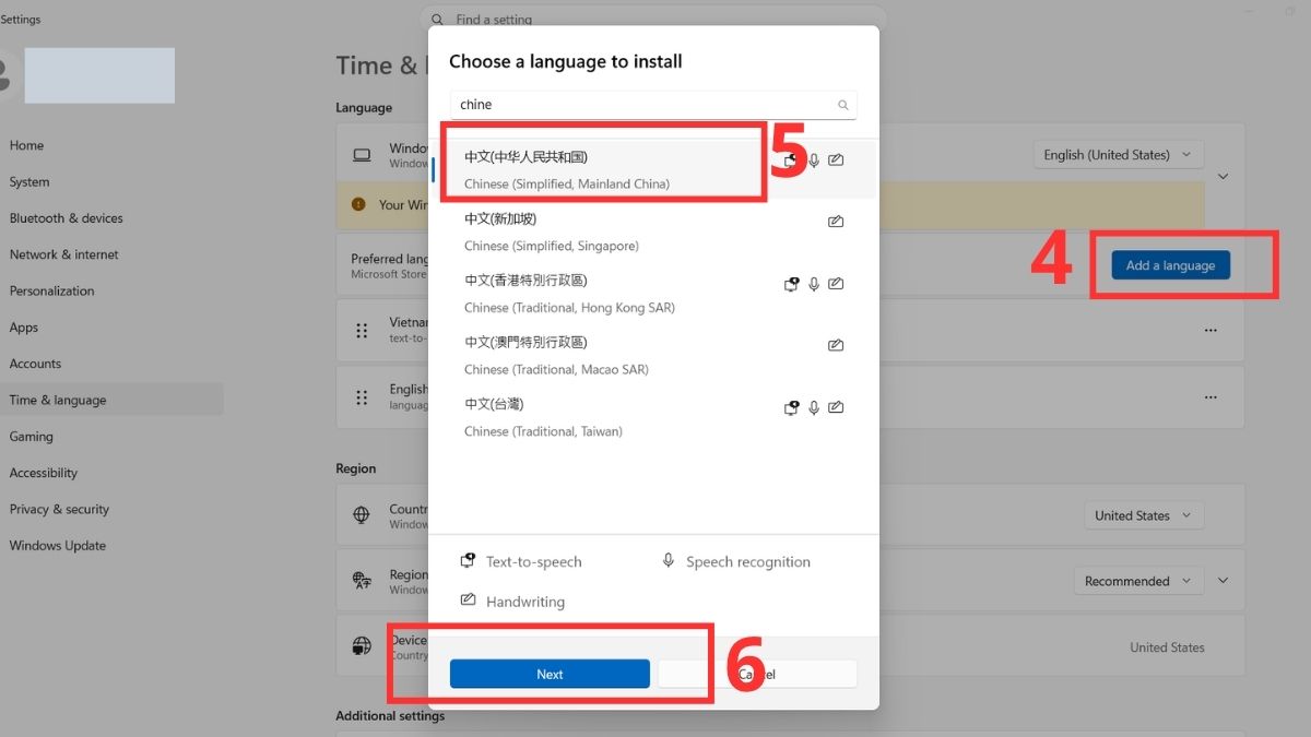 Cách gõ thanh điệu tiếng Trung bằng tiếng Trung mặc định bước 3