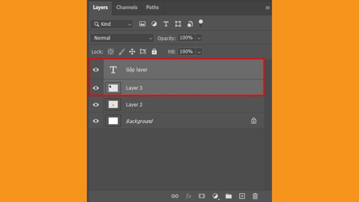 cách gộp layer trong illustrator bằng Merge Selected - bước 1