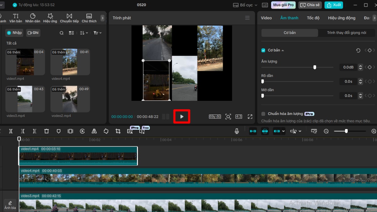 Cách ghép 4 video thành 1 khung trên CapCut PC - bước 5