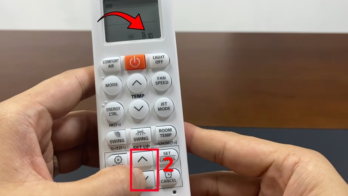 cách hẹn giờ điều hòa LG khi bật bước 2
