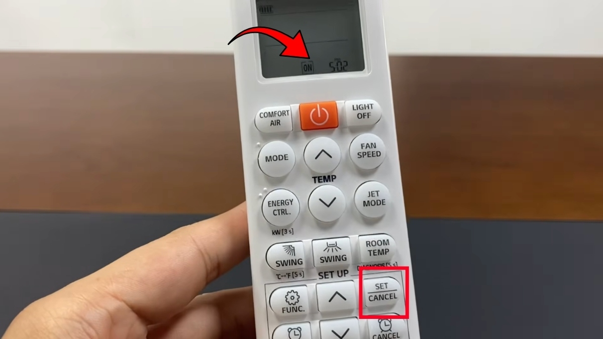 cách hẹn giờ điều hòa LG khi bật bước 3