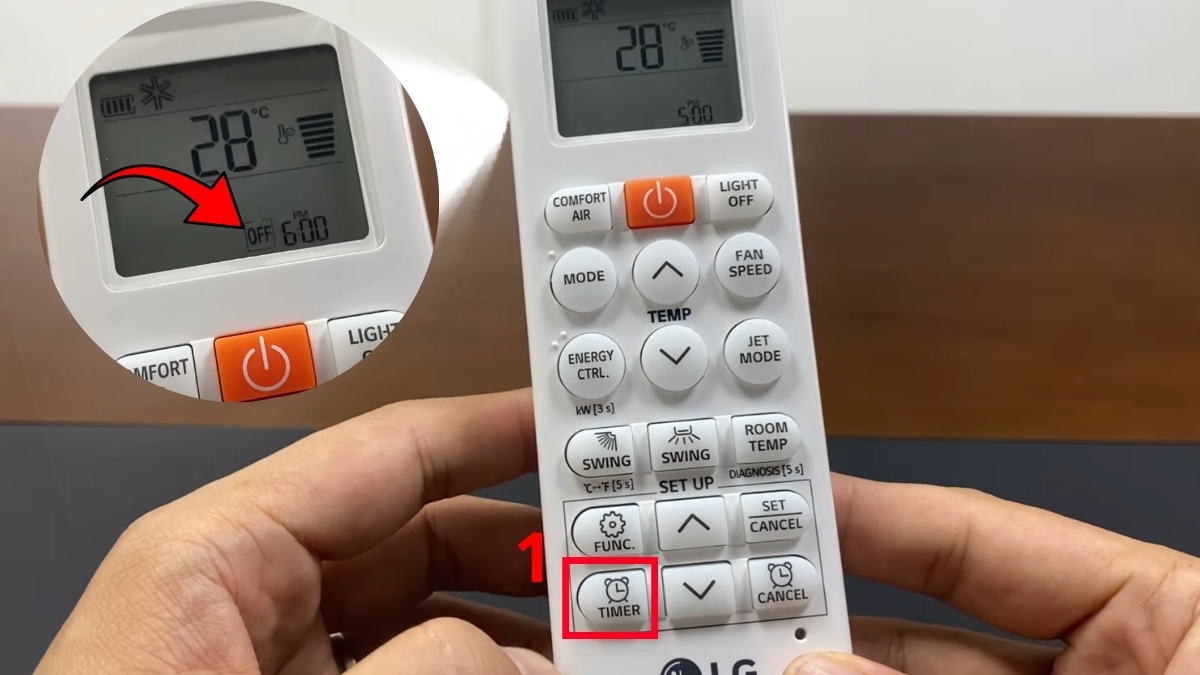 cách hẹn giờ điều hòa LG để tắt bước 1