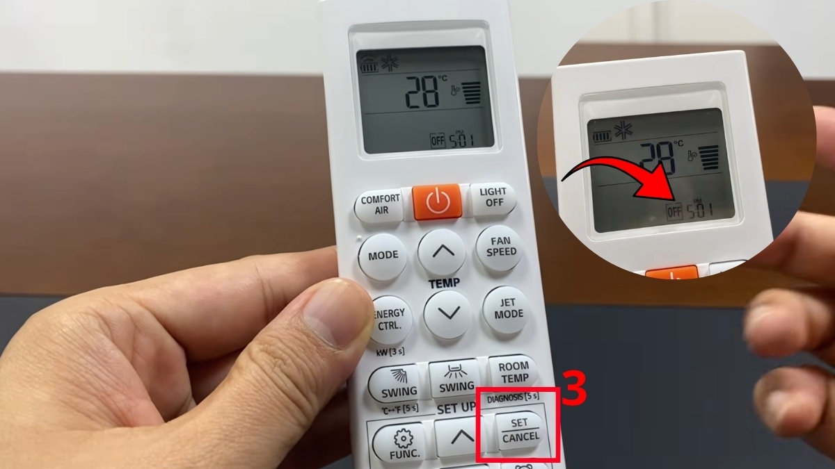 cách hẹn giờ điều hòa LG để tắt bước 3