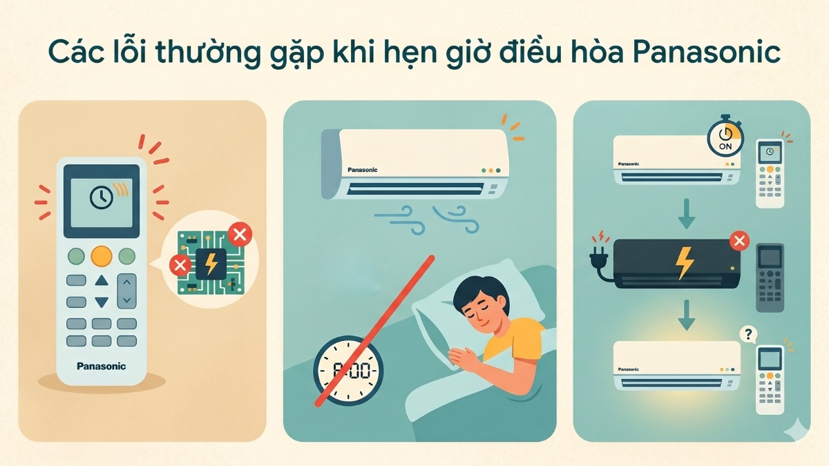 Các lỗi thường gặp khi hẹn giờ điều hòa Panasonic
