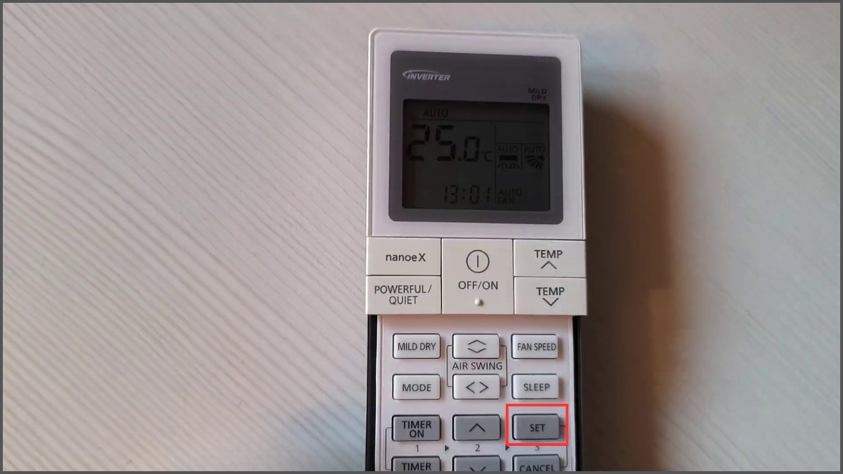 cách hẹn giờ điều hòa Panasonic bằng cài đồng hồ thời gian thực bước 3