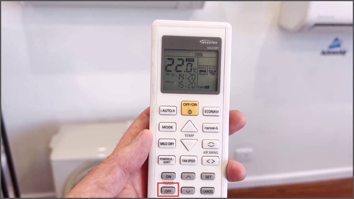 Cách hẹn giờ tắt điều hòa Panasonic bước 1