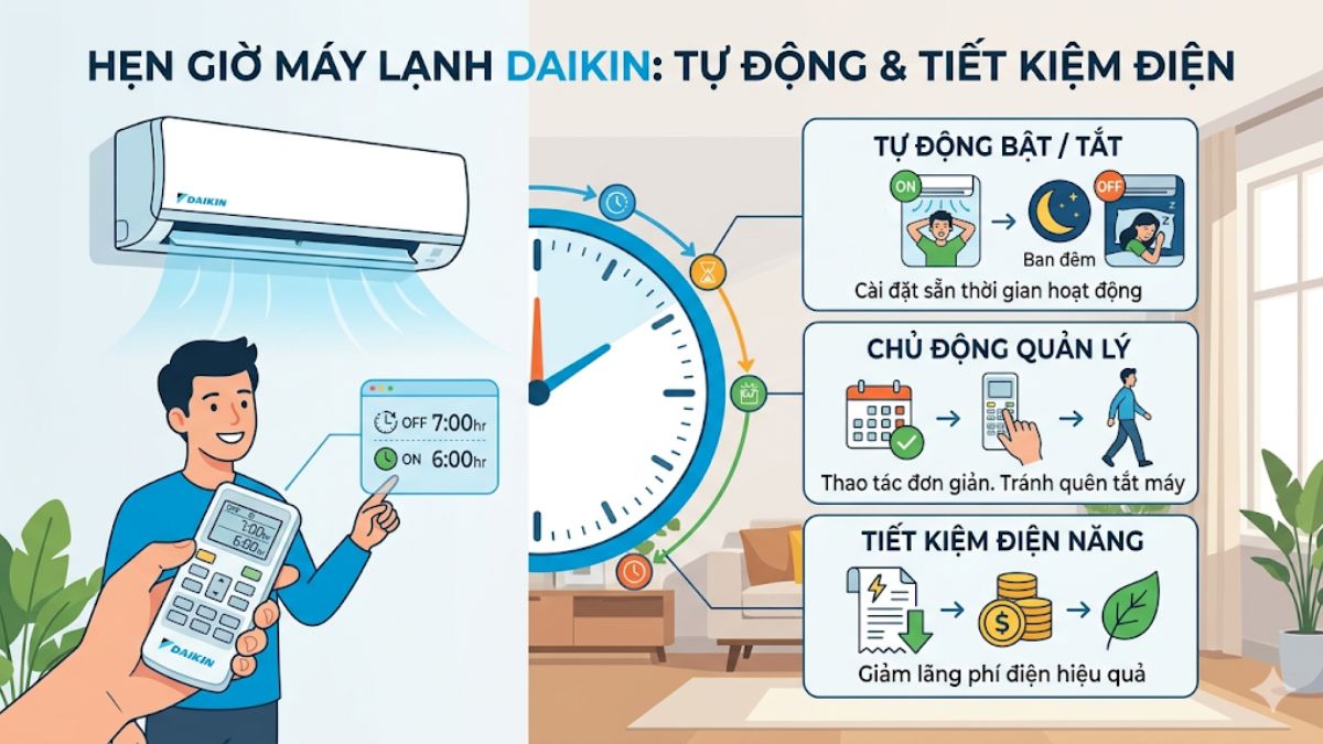 cách hẹn giờ máy lạnh daikin là gì