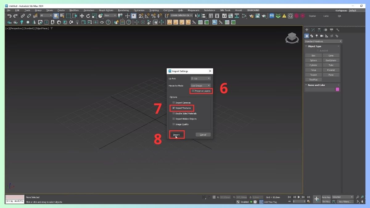Hướng dẫn cách import file SketchUp vào 3dsMax bước 3