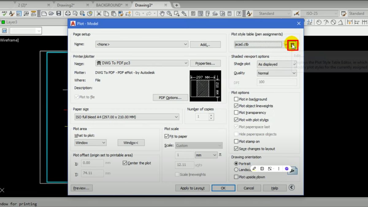 Hướng dẫn cách in AutoCAD - bước 3