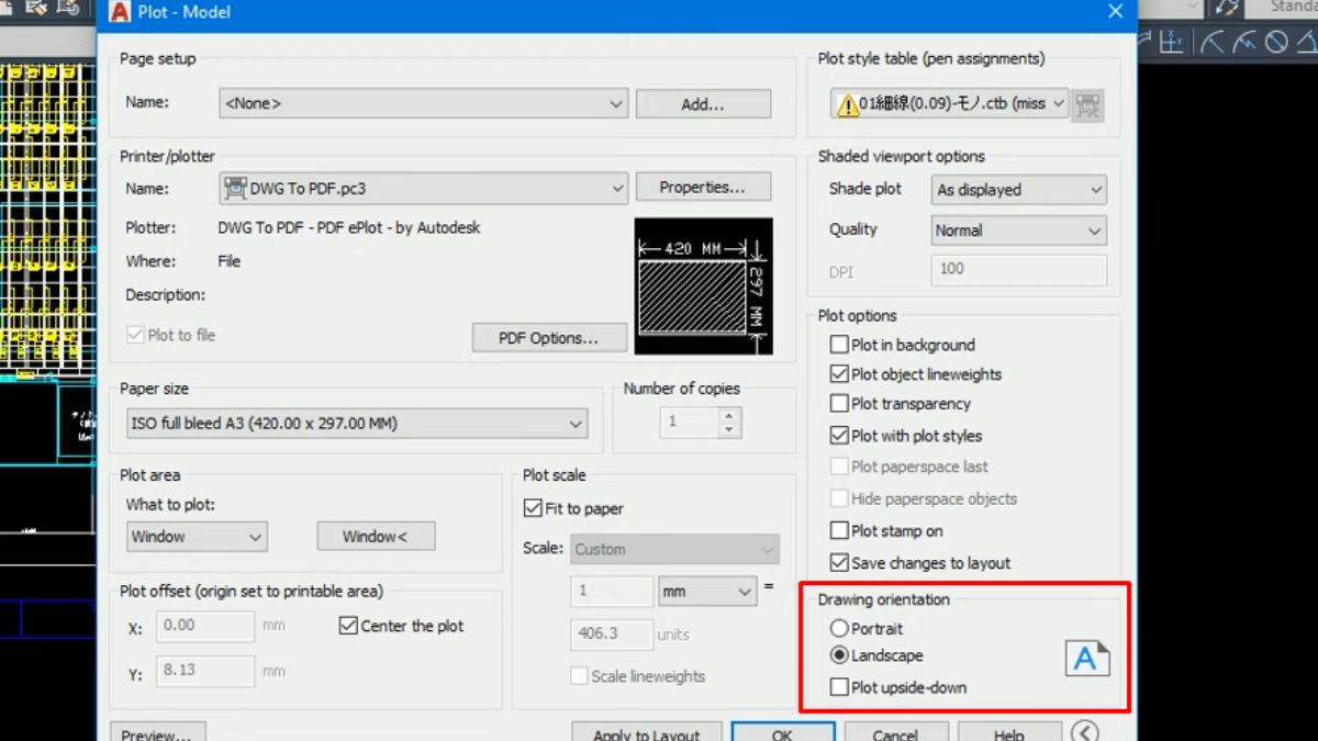 Hướng dẫn cách in AutoCAD - bước 4