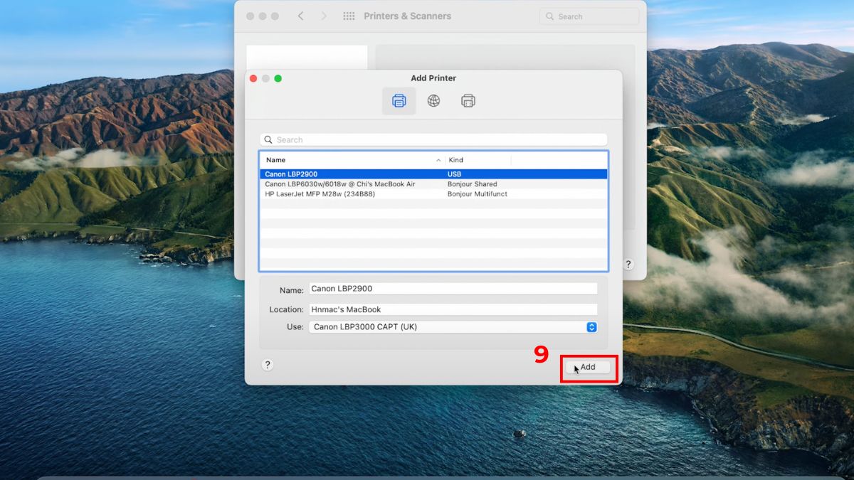 cách in trên macbook - kết nối qua cổng USB bước 5