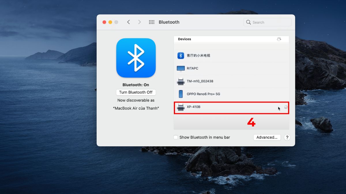 cách in trên macbook - kết nối qua bằng bluetooth bước 3