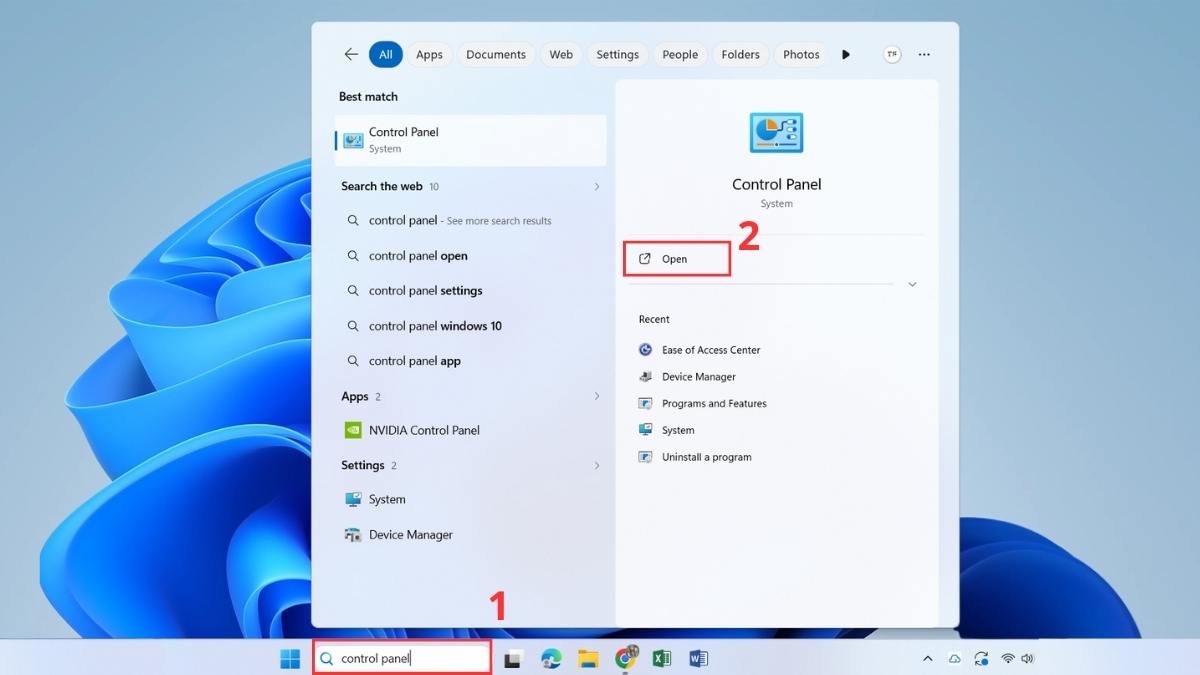 mở khóa bàn phím laptop HP bằng control panel bước 1