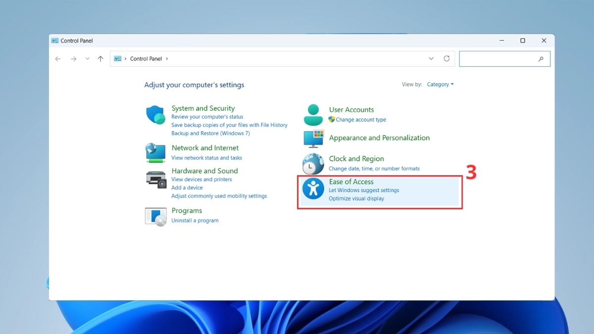 mở khóa bàn phím laptop HP bằng control panel bước 2