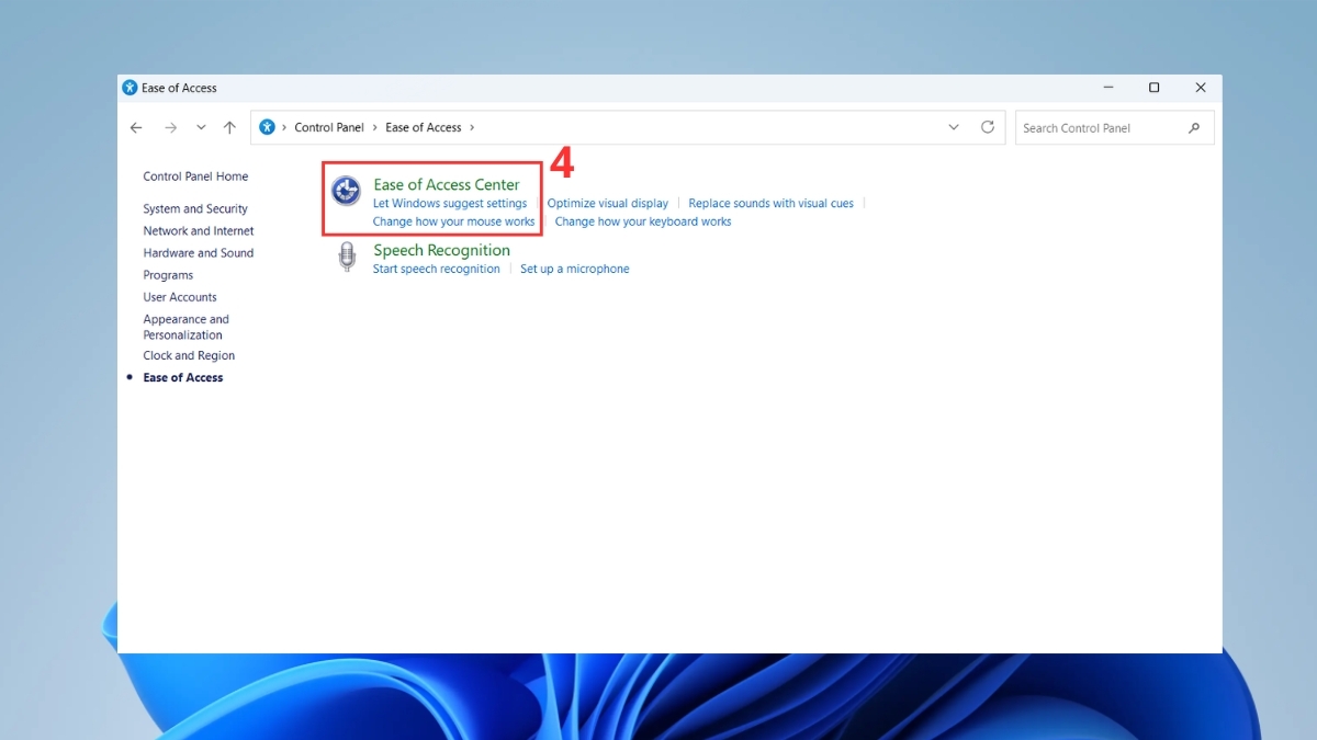 mở khóa bàn phím laptop HP bằng control panel bước 2 tiếp theo